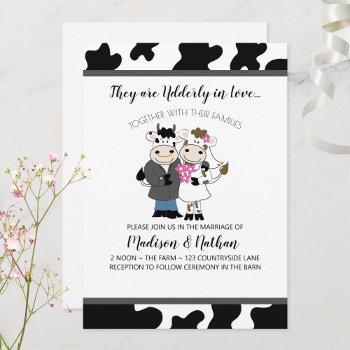 cow wedding cute couple udderly in love invitation