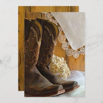 cowboy boots and lace country western wedding invitation