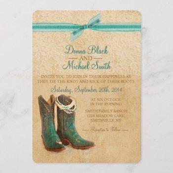 Small Cowboy Boots And Lace Wedding Front View