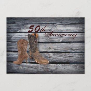 cowboy boots country 50th wedding anniversary invitation