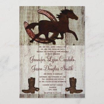 cowboy boots horse horseshoe wedding invitations