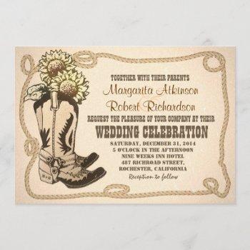 cowboy shoes rustic wedding invitations