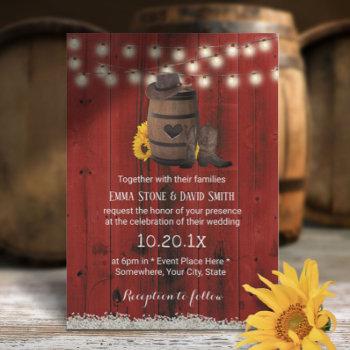 Small Cowboy Wedding Rustic Sunflower Red Barn Wood Front View