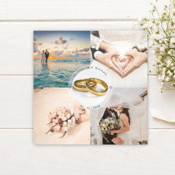 Small Create Your Own Newlyweds Wedding Photo Collage Magnetic Front View