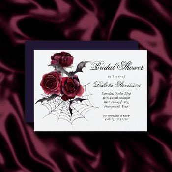 creepy beautiful | gothic floral bat bridal shower invitation