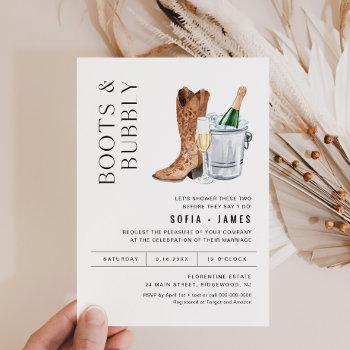cristal boots & bubbly couples shower invitation