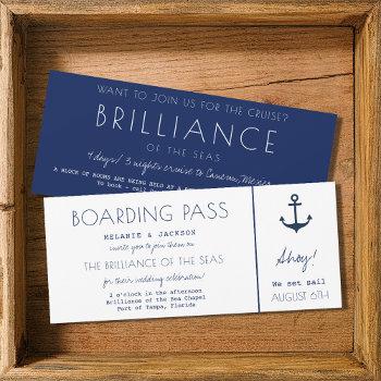 cruise ship nautical boarding pass wedding invitation