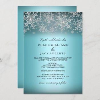 Small Crystal Snowflake Blue Winter Wedding Front View