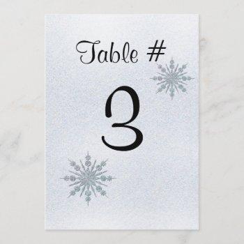 Small Crystal Snowflakes Winter Wedding Table Number Front View