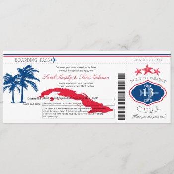 cuba boarding pass wedding invitation