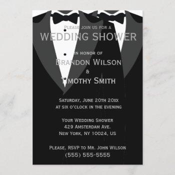 Small Custom Black And White Gay Wedding Shower Invites Front View