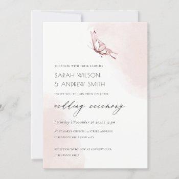 cute blush watercolor butterfly wedding invite