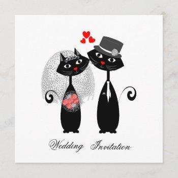 cute cats hipster bride and groom purrrfect! invitation