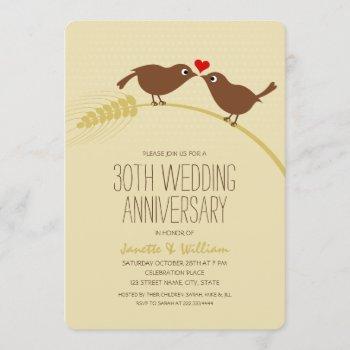 Small Cute Country Love Birds 30th Wedding Anniversary Front View