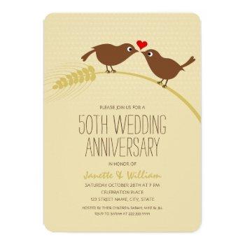 Small Cute Country Love Birds 50th Wedding Anniversary Front View