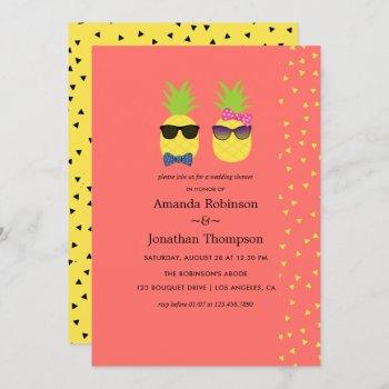 cute exotic tropical summer beach wedding shower invitation