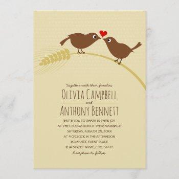 Small Cute Fall Country Unique Wheat Love Birds Wedding Front View