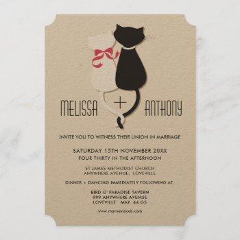 cute funny cats couple wedding invitation