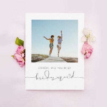 Small Cute Minimalist Will You Be My Bridesmaid Photo Front View