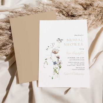dainty wildflower soft tan bridal shower  invitation