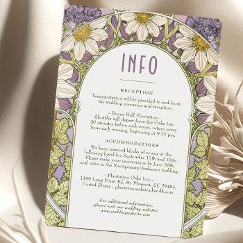 Small Daisy Lavender Wedding Insert Info Art Nouveau Front View