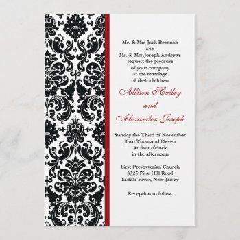 Small Damask With Red Accent Wedding Front View