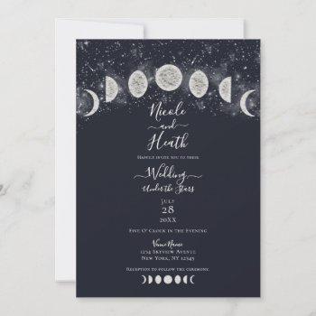 Small Dark Blue Moon Phases Under The Stars Wedding Front View