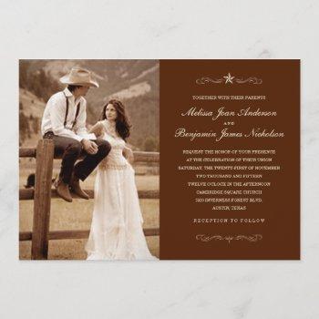 dark brown western photo wedding invitations