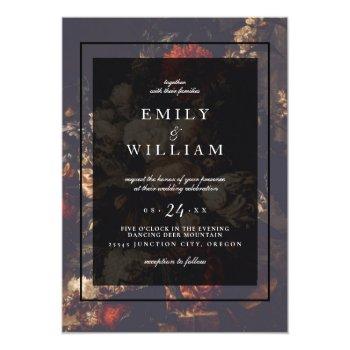 Small Dark Dramatic Moody Autumn Floral Wedding Front View