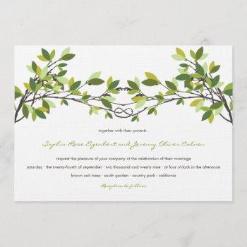 dark green knotted love trees summer wedding invitation