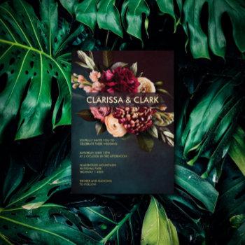 Small Dark Moody Bold Floral Marsala Wedding Foil Front View