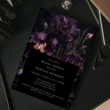 Small Dark Moody Purple Gothic Florals Baby Shower Front View