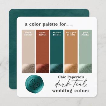 dark teal & copper bold wedding color palette card