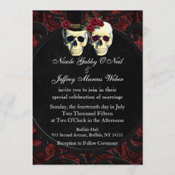 day of the dead bride and groom wedding invitation