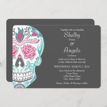 Small Day Of The Dead Sugar Skull Wedding Front View