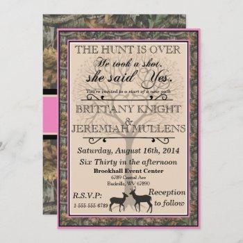 deer pink and camouflage wedding invitation