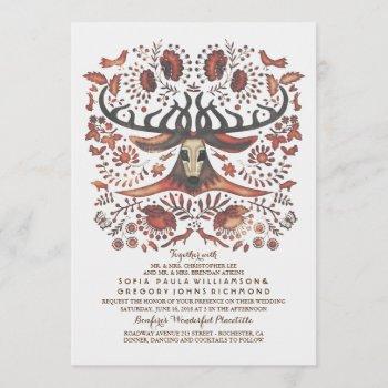 deer wedding invitation with woodland animals