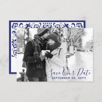 Small Delfts Blauw | Delft Blue Save The Date Photo Front View
