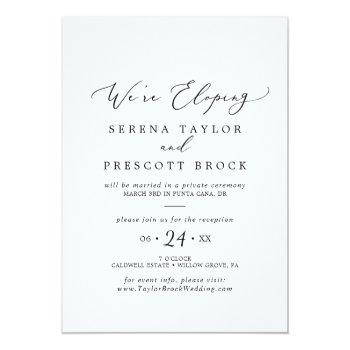 Small Delicate Black Calligraphy Elopement Reception Front View