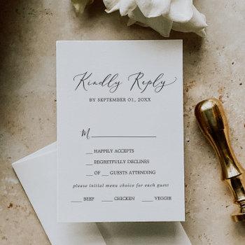 Small Delicate Black Calligraphy Menu Choice Rsvp Front View