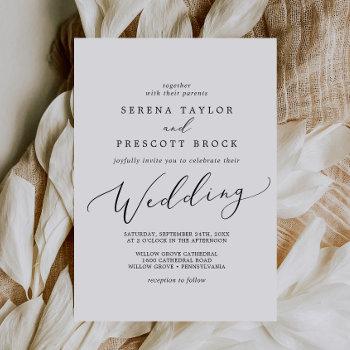 Small Delicate Black Calligraphy Wedding Front View