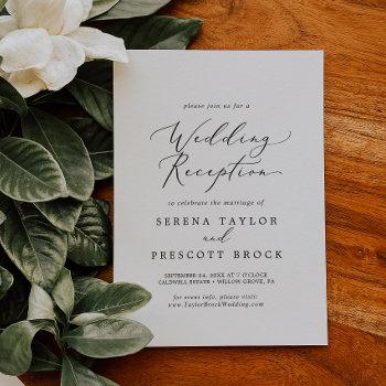 delicate black calligraphy wedding reception invitation