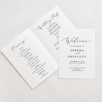 Small Delicate Black Printable Or Printed Folded Program Front View