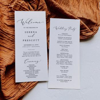 Small Delicate Black Printable Wedding Program Front View