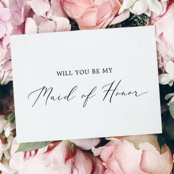 Small Delicate Calligraphy Maid Of Honor Proposal Front View