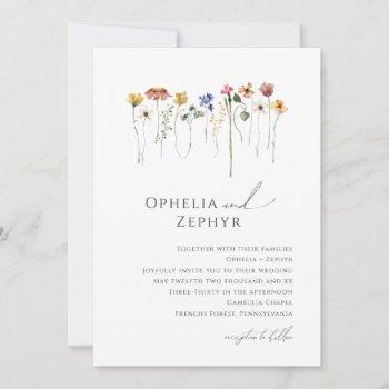 delicate colorful wildflower | wedding invitation