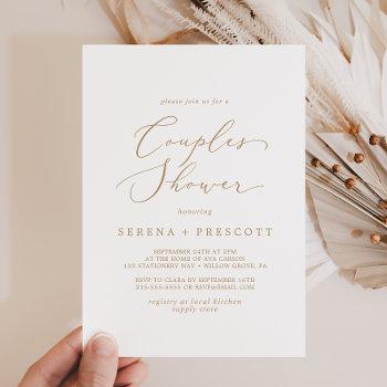 Small Delicate Gold Calligraphy Couples Shower Front View