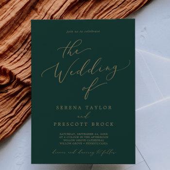 delicate gold calligraphy | green the wedding of invitation
