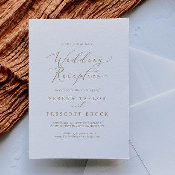 delicate gold calligraphy wedding reception invitation