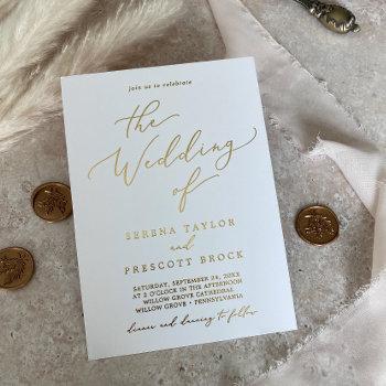 Small Delicate Gold Foil Calligraphy The Wedding Of Foil Front View